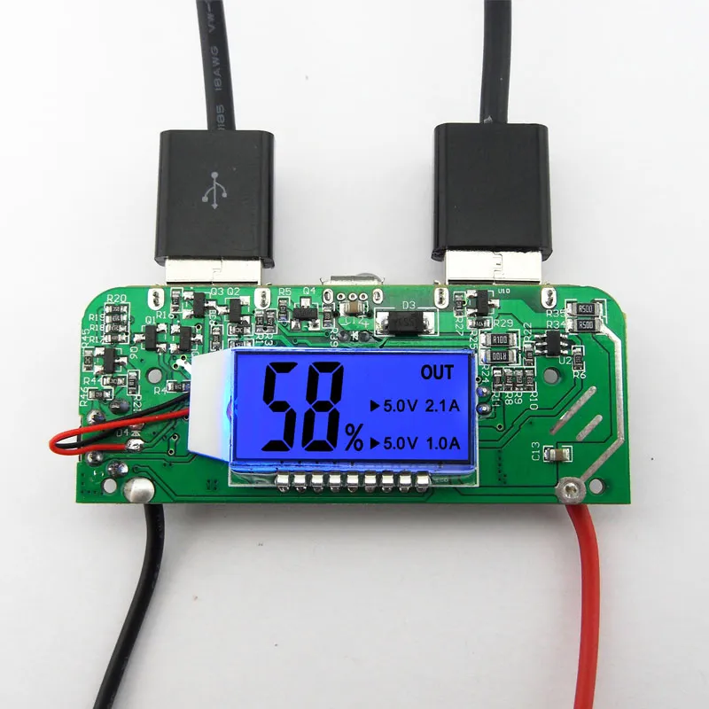 Freeshipping 3.7 V 18650 Batteria al litio 5 V 2A USB LED Display luminoso Caricabatterie Tesoro Circuito Modulo di ricarica rapida batteria fai-da-te