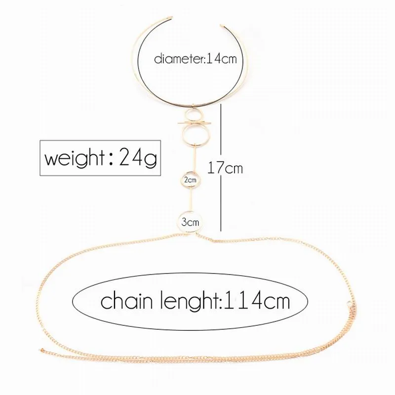 무료 배송 패션 여성 기하학적 인 원형 펜던트 바디 체인 비키니 섹시한 바디 체인 목걸이 쥬얼리 최고 품질