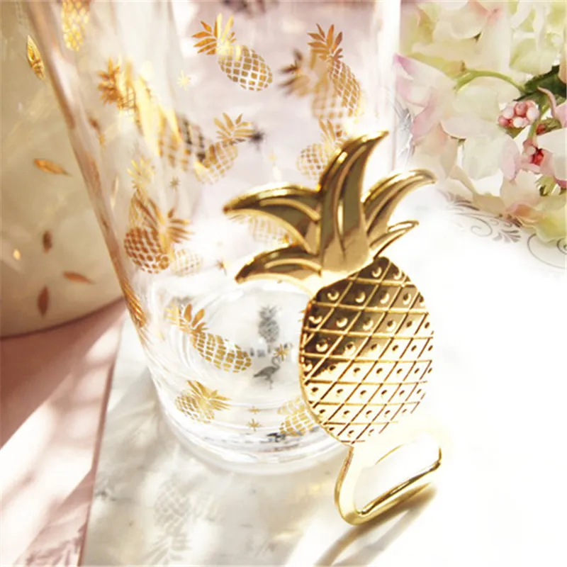 Free Shipping 100PCS Gold Pineapple Beer Bottle Opener Wedding Shower Favor Tropical Beach Hawaii Event Party Ideas