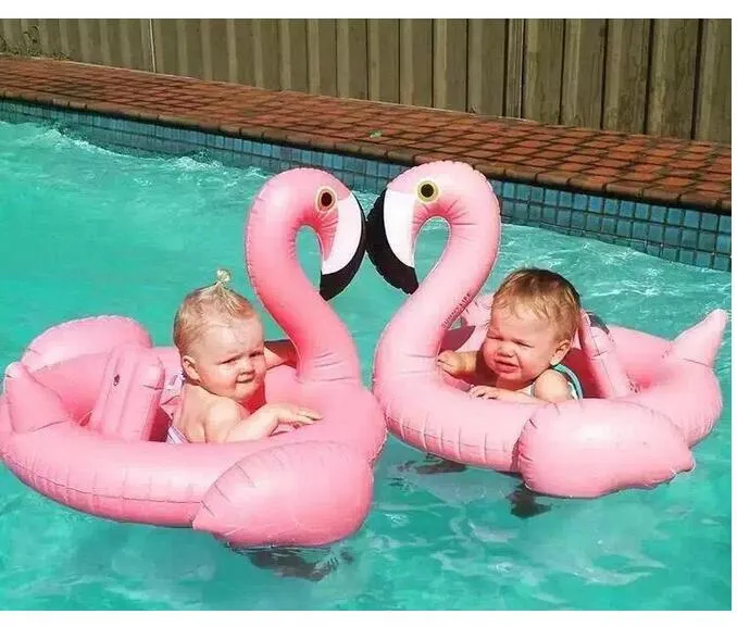 baby inflatable seat ring water pool floating swim tube toy Ins hot sale floating infant swimming rings animal flamingo mattress