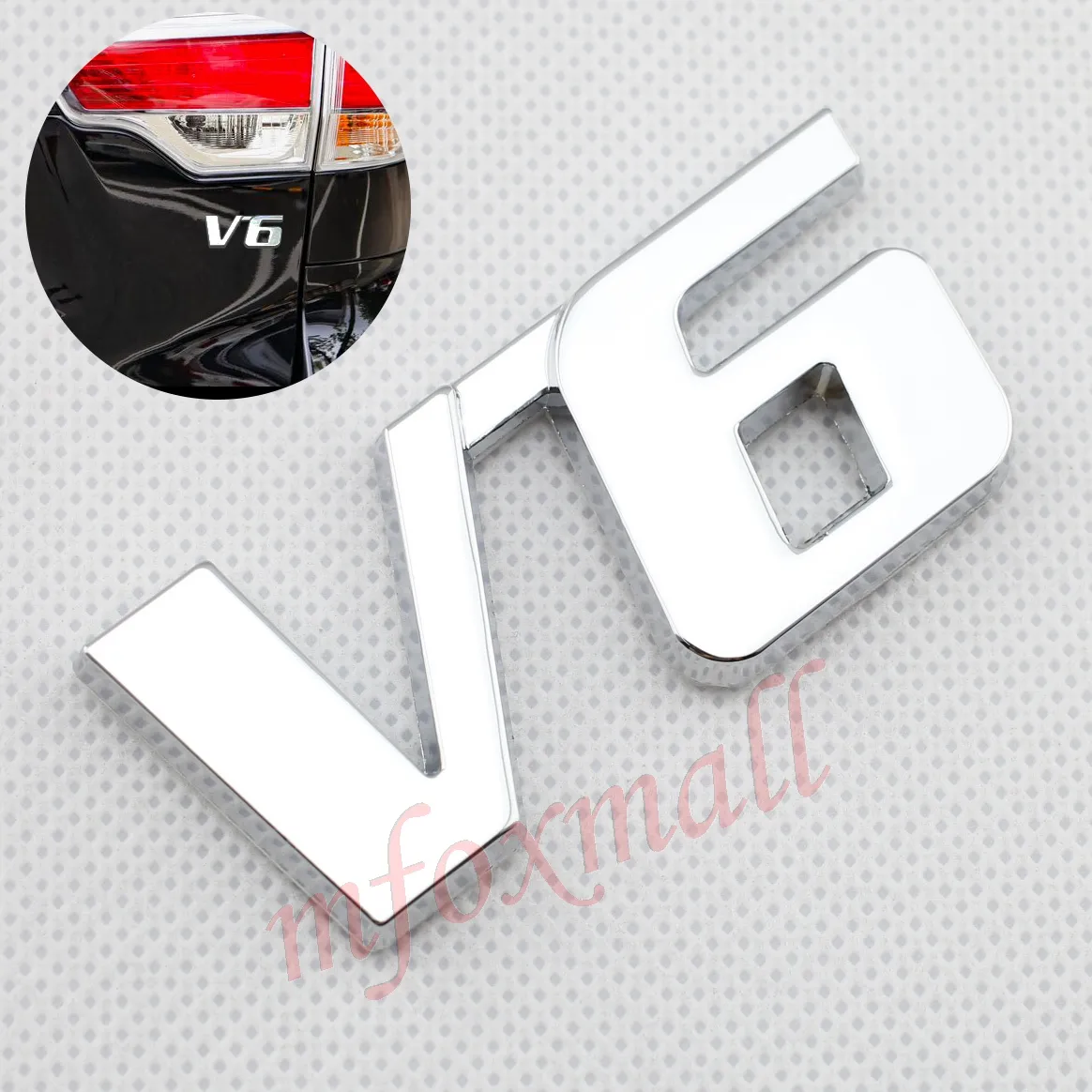 Universal Car Truck Parts Trim V6 Emblem Logo Badge 3D Sticker Decal Chrome Metal Exterior Accessory Decorate