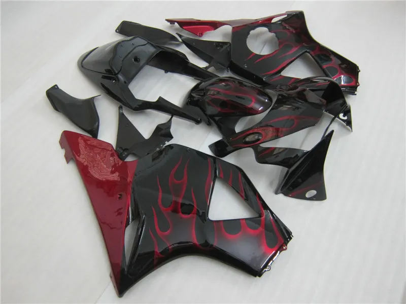 Bodywork fairing kit for Honda CBR900RR 2002 2003 red flames black fairings set CBR 954RR 02 23 OT27