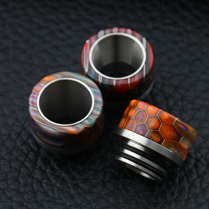 Snake Skin Grid Pattern 810 Thread Epoxy Resin Stainless Steel Drip Tips Wave Wide Bore SS Mouthpiece for TFV8 Prince Tank DHL