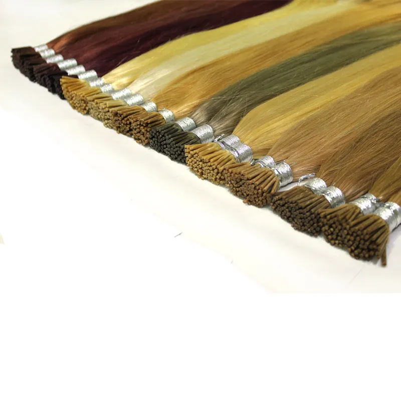 Extensions de cheveux naturels lisses pré-collés, 100 g/paquet, 100 brins/paquet, bâton de kératine, je pointe les cheveux humains #1 # 1B #2 #4 #8 #27 #613