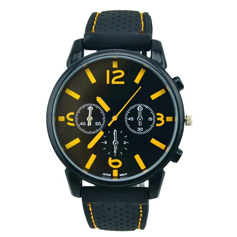 Mode Militaire Heren kijken Cool race Sport horloges Grote Cijfer Wijzerplaat Man outdoor Siliconen quartz Horloge