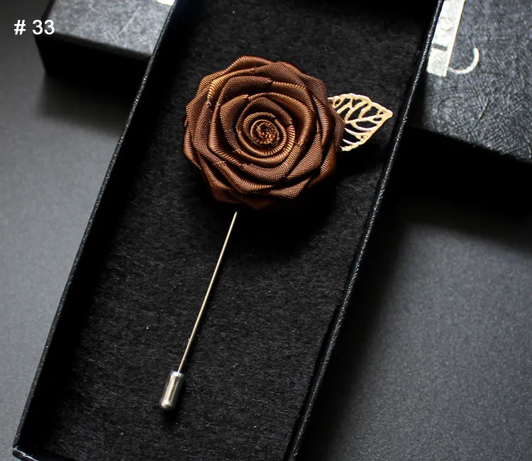 Rose Corsage Groom Brooch Pin Man Wedding Satin Flowers Boutonniere Prom Tuxedo Party Accessories Decorations Multi colors for cho4838757