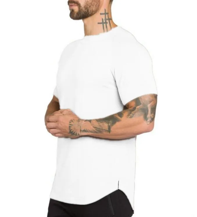 ブランドのジム服フィットネスTシャツの男性のファッション延長ヒップホップ夏半袖Tシャツ綿のボディービルの筋肉エンジニア