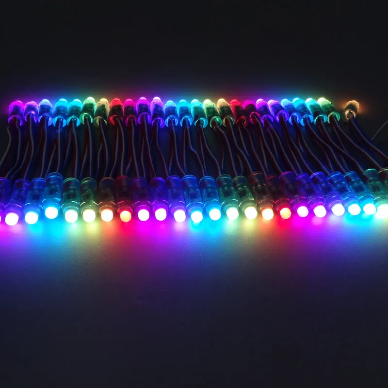 100 stks 12mm WS2811 led pixel module strings, IP68 waterdicht DC5V full color RGB 50 stks een string kerst LEDs licht Adresseerbaar nieuwe ws2801