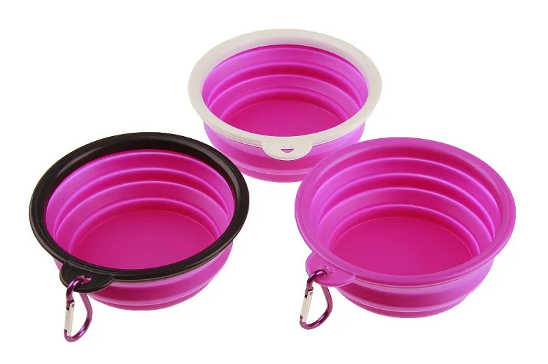 Bols d'alimentation portables pliables pour chiens et chats, avec boucle, compacts, pour voyage en plein air, en Silicone, vente en gros, livraison gratuite