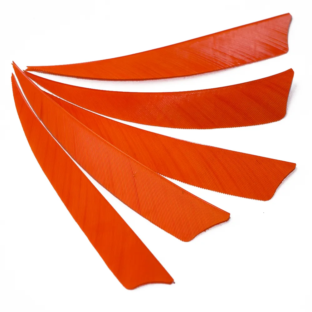 30 pezzi 4 '' piume dell'ala destra fibra di vetro legno di bambù frecce tiro con l'arco caccia e tiro scudo arancione impennaggio