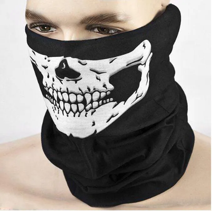 Unisex Czaszka Pół Twarzy Maska Motocykl Ring Ring Scarf Bandana Anti Dust Usta Usta Maski Scarves Sport Ski Biker Headband