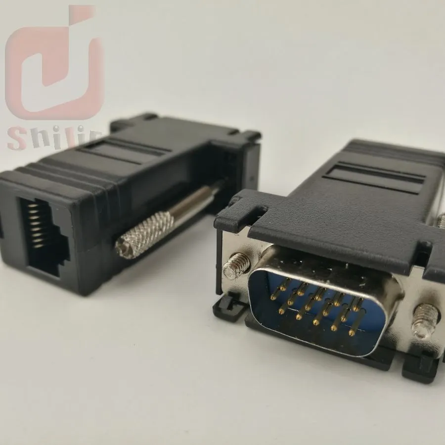 Hochwertiger Netzwerkkabel-Adapter VGA-Extender-Stecker auf LAN CAT5 CAT5e CAT6 RJ45-Buchse 500 Teile/los