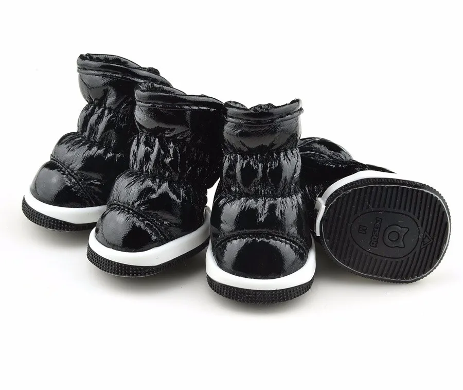 Conjunto de 4 peças inverno quente novo espaço dobrado sapatos de cachorro de estimação forro de pelúcia botas de neve ao ar livre antiderrapante e respirável333q