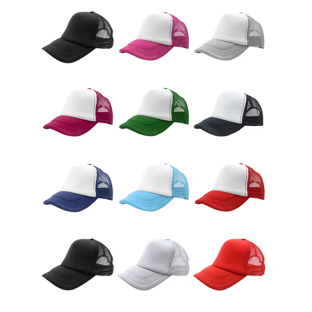 Wholesale- Summer Plain Trucker Mesh Hat Snapback Blank Baseball Cap Adjustable Size