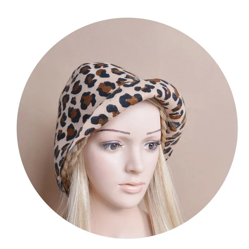 Unisex Leopard Felt Body Wool Cone Cloche Hood Millinery Hats Block Base Fascinator Roll Brim B088