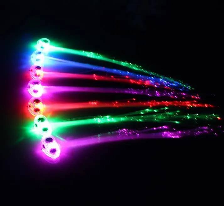 LED Color Flash Braid Light Up Fibra Trecce Estensione dei capelli Disco Night Club Concert Dancing Party Atmosfera rock oggetti di scena FAVORS