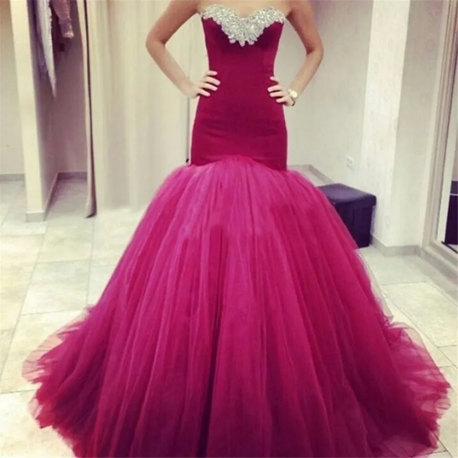 Femmes arabe bretelles vin rouge longue sirène robe de bal robe de soirée Tulle robes formelles à lacets robes de soirée