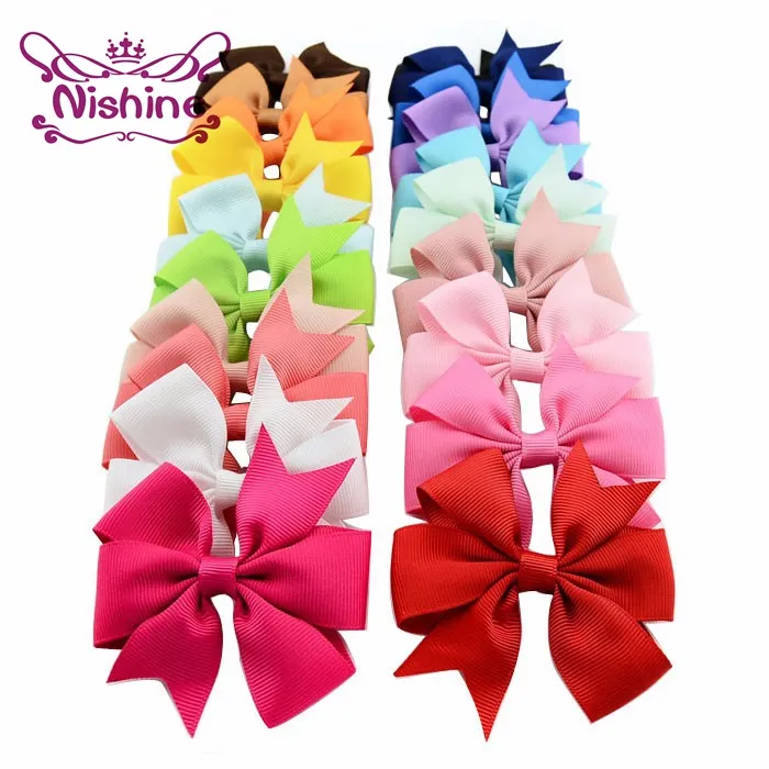 Nishine 3 pollici ragazze fiocco di nastro clip ragazza forcine coccodrillo metallo fiocchi capelli clip copricapo ragazza fiocchi capelli accessori capelli