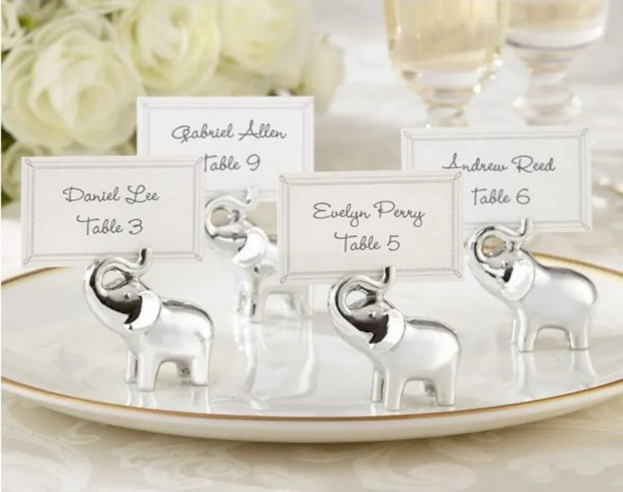 20 pièces argent éléphant nom numéro Menu Table Place porte-carte pince mariage fête réception faveur