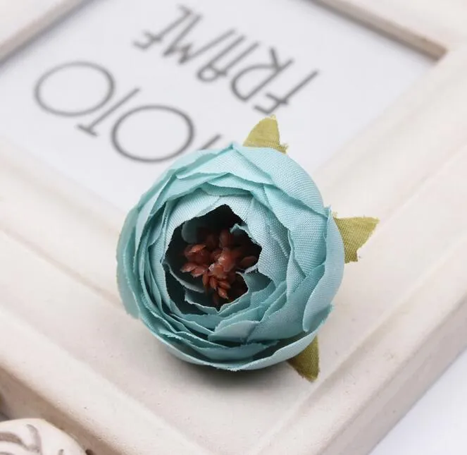 Symulacja Sztuczna Fałszywa Retro Camellia Bront Rose Flower Heads / Wedding Decoration DIY Pudełko Kolaż G688