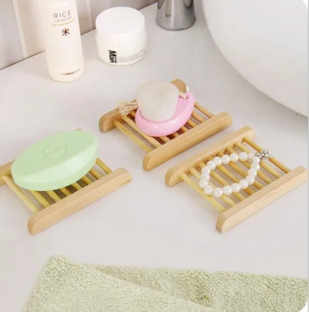 100 stks / partij fashional badkamer zeep lade handgemaakte zeepschotel houten schotel houten zeepschaal als houder