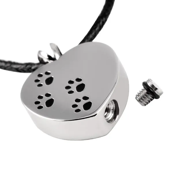 IJD8004 Heart Stainless Steel Cremation Pendant Necklace Paw Print Pet Ashes Keepsake Urn Necklace248K