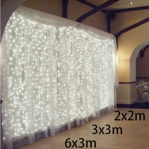 3x3 / 6x3m 304 LED icicle string luzes LED Luzes de Natal de Natal luzes de fada Luzes ao ar livre para casamento / festa / cortina / decoração de jardim