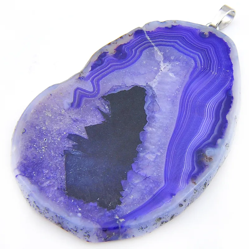 Wholesale 1LOT Classic Fire Natural Agate Slape Geode Gem 925 Sterling Silver USA Israel Wedding Engagement Pendants Party Jewelry
