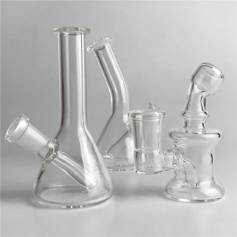 New Mini Glass Bong Vattenrör med 4,3 tum 10mm Kvinna Tjock Pyrex Handrör Glasolje Riggar Recycler Heady Glass Bongs