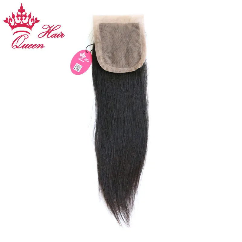 Queen Hair Products Brazilian Virgin Human Straight Hair Silk Base Closure4815543