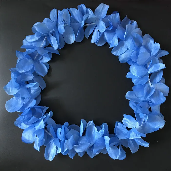 Dark Blue Hawaiian Hula Leis Festive Party Garland Necklace Flowers Wreaths Artificial Silk Garden Hängande blommor 100 st mycket