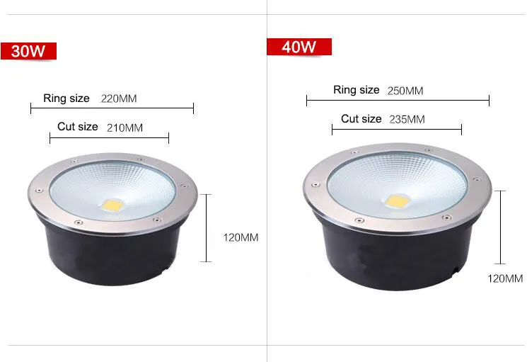 LED yeraltı ışık gömülü gömülü zemin lambası su geçirmez IP65 Peyzaj Merdiven Aydınlatma 10W20W30W40W50W AC85265V DC8965306