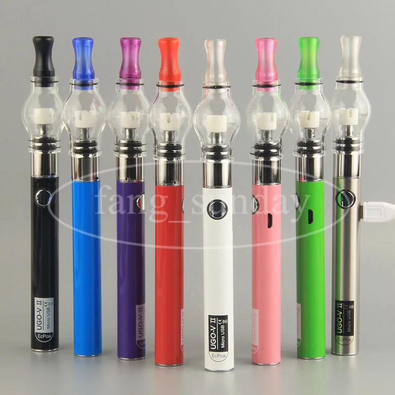 Kit de stylos à dôme Dab avec batterie Micro USB UGO V II, avec globe de cire Ego, vaporisateur, bobines de stylo vape, Mini étui à fermeture éclair