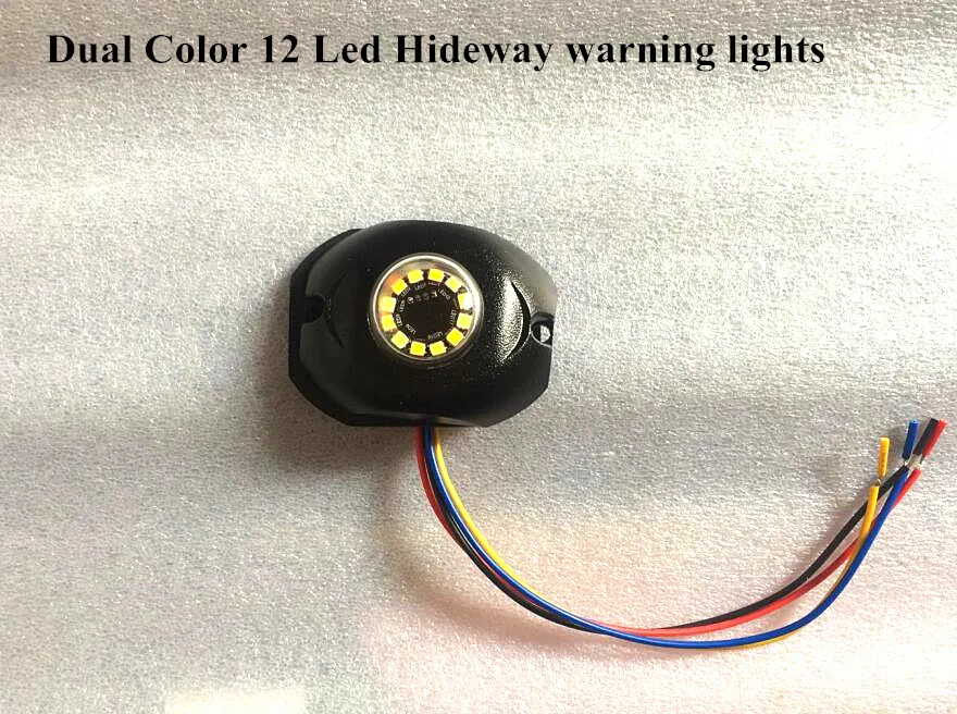 Bright Dual Color 12 * 3W LED-auto Verbergen Strobe Waarschuwingslichten, Grill Noodsituatielicht, Zijmarkering Signaal Llamp, 35Flash, Waterdicht, 2pcs / 1lot