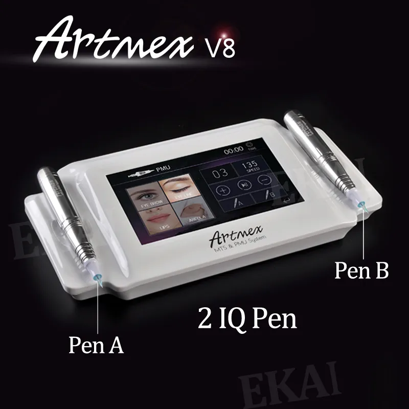 2017 Nieuwe Intellignet Cosmetische Tattoo Permanente Make-up Machine Dubbele Pen Digitale Micropigmentation Dermapen ArtMex V8