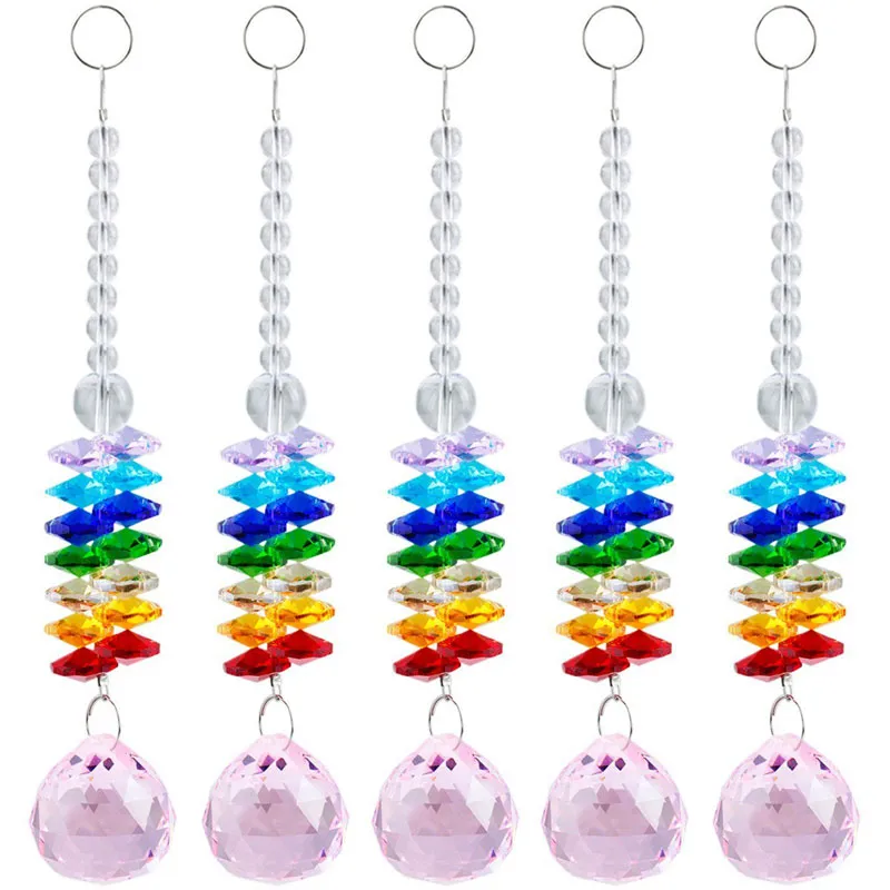 7 -stcs Clear 40mm K9 Crystal Ball Hanger Hangende regenboog Suncatcher Handcrafts Kerstglas ornamenten Gift W02640mm7605208