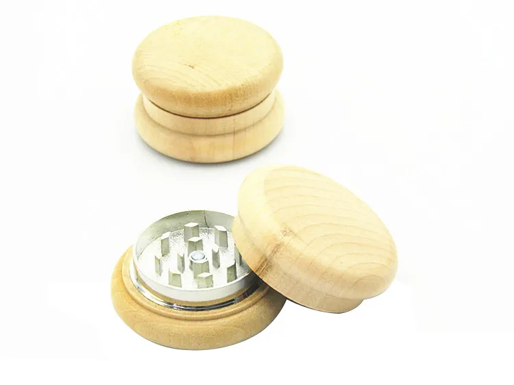 Wood Grinder wooden spice herb handle grinder crusher 55mm 2 parts for smoking grinder smoking pipe supplier