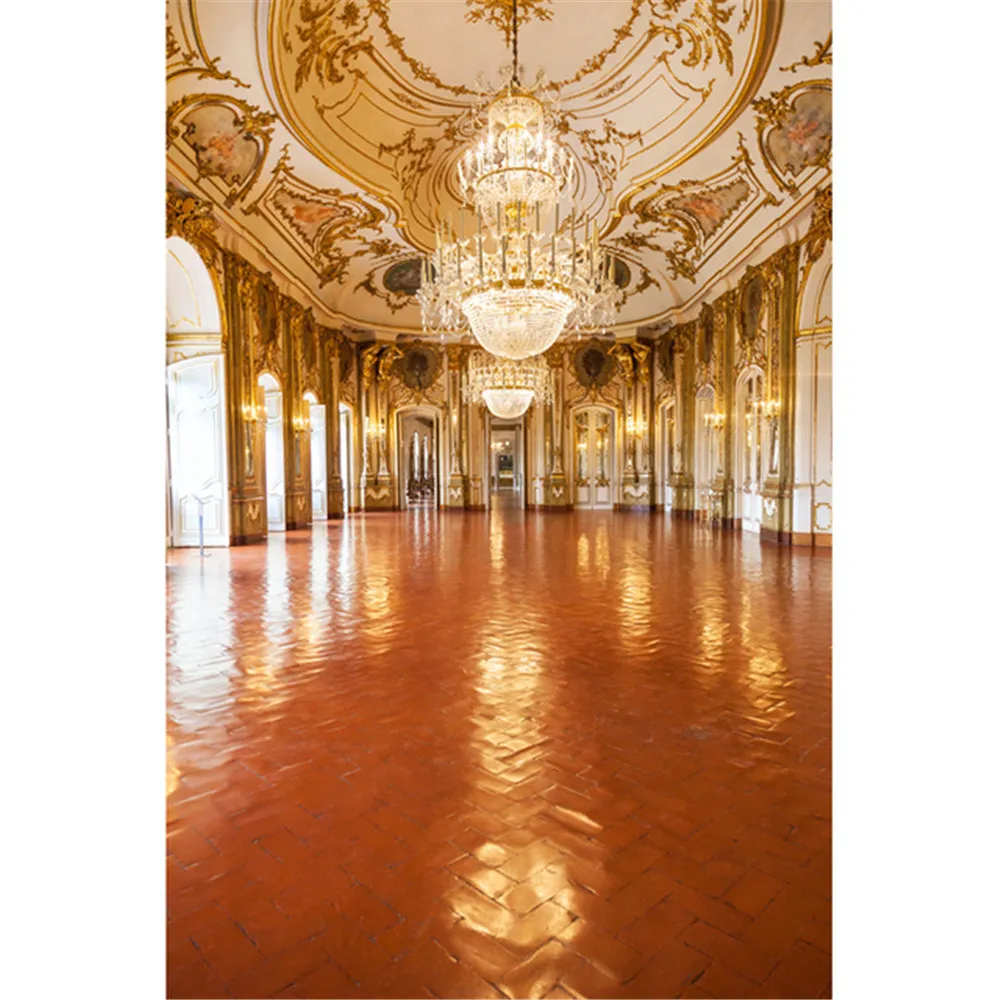 Fotografia de vinil Pano de Fundo Palácio de Luxo Lustre de Cristal Antigo Mestre de Teto Interior Do Vintage Fundo Do Casamento Estúdio Fotogra ...