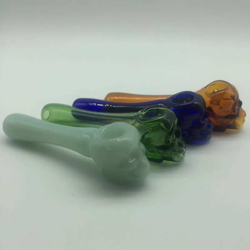 Glass Oil Burner Pipes For Smoking 4 Inches Glass Handle Pipes Colorful Pyrex Skull Glass Oil Burner Water Hand Pipe