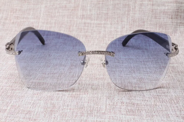 2019 Manufacturers of Frameless Diamond Cut Lens Sunglasses T8100905 High Quality Natural Black Horn Sunglasses Size 5818140mm7028318