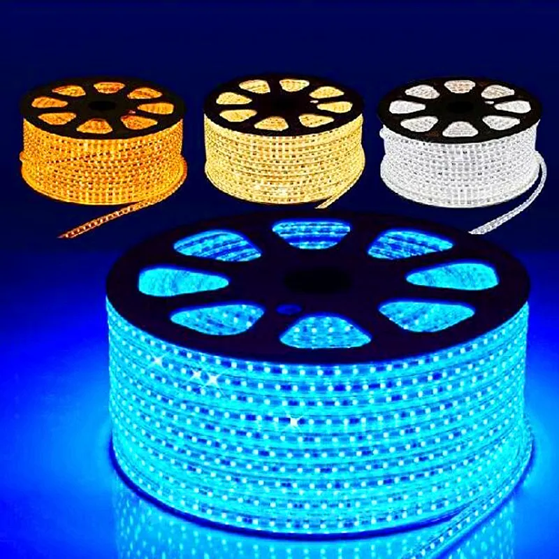 Commercio all'ingrosso - 100M/rotolo 12V/24V/110V/220V 5050 60 led/m Striscia LED impermeabile colore puro Striscia led