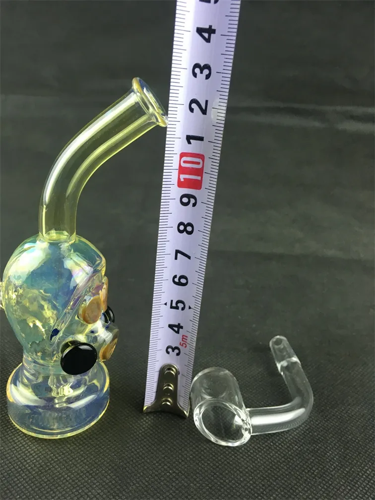 Mini tuyau de fumée verre eau Bong masque à gaz verre plate-forme pétrolière brûleur bécher en verre coloré Bongs recycleur barboteur 10mm Quartz Banger