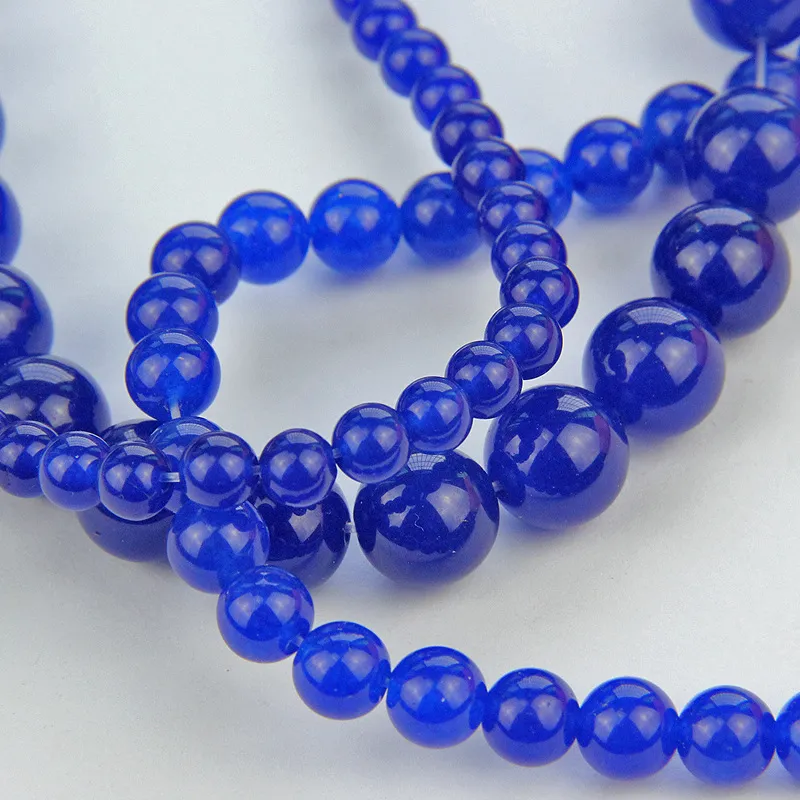 Perles de pierre de Jade bleu Imitation Lapis Lazuli calcédoine bleue perles rondes en vrac pour la fabrication de bijoux collier de bracelet à bricoler soi-même 4681018127401