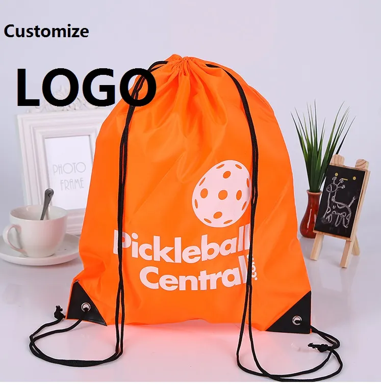 Customize Polyester drawstring backpack bags print LOGO waterproof drawstring Shopping Storage bags Customization