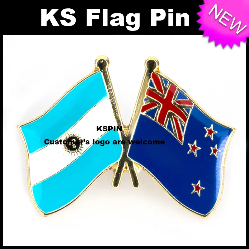 Argentinien Neuseeland Flagge Abzeichen Flagge Pin 10 Stück viel Kostenloser Versand 0003