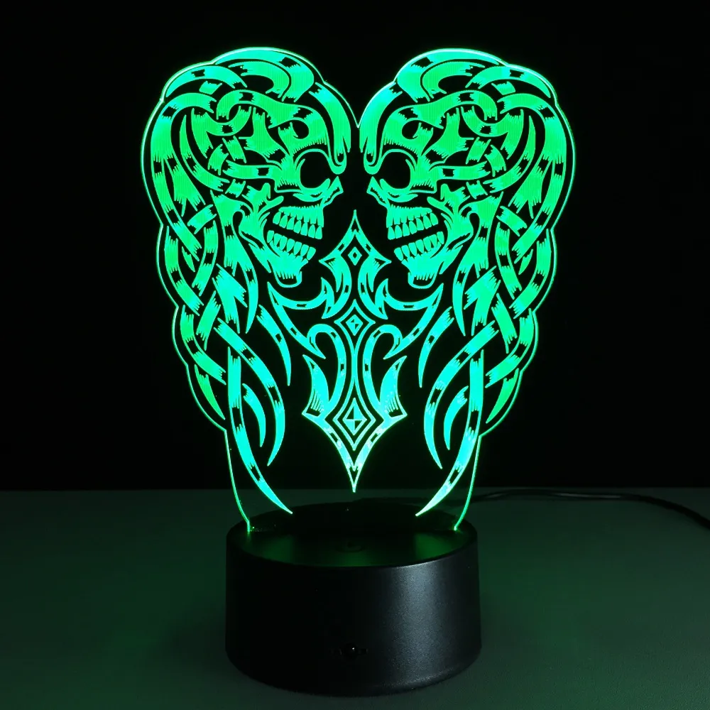 Neue Fernbedienung Engel Flügel Schädel Kreuz 3D LED Nachtlicht Touch 7 Farbe Ändern Tisch Lampe Acryl Nachtlicht Hause dekoration7076511