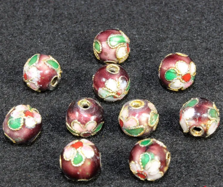 8mm cloisonne emalj pärlor färgglada filigran äkta runda lösa spacer pärlor för DIY smycken armband hantverk charms cloisonne pärlor