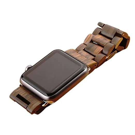 New Fashion Zebra Bamboo Wooden Sangle Bracelet Bracelet Bracelet pour Smart Watch Series 1234 38mm Brown12193586554585