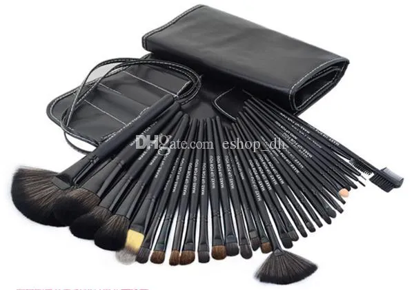 Cosmetic Face Make Up Brush Kit Professional Wool Makeup Brushes Tools with Black Leather Case Top4130501