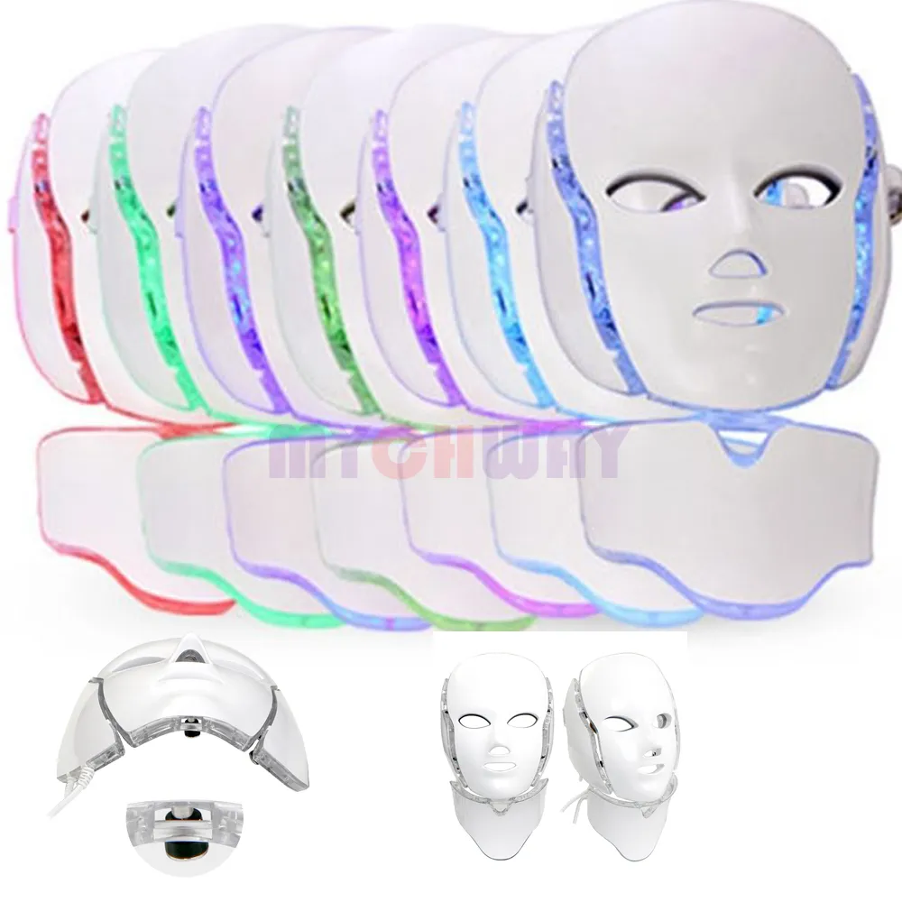 7 kleuren foton PDT LED Skin Care Facial Mask Mask Blue Green Red Light Therapy Beauty Devices Face Neck Mask